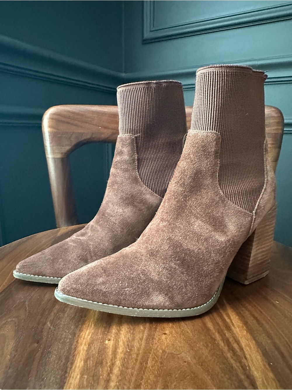 STEVE MADDEN Women's Brown Suede Block Heel Ankle Boots - 7.5 - Picture 2 of 7